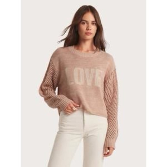 Z Supply Women's Pink LOVE Sweater Sz Small NWT - Picture 1 of 7